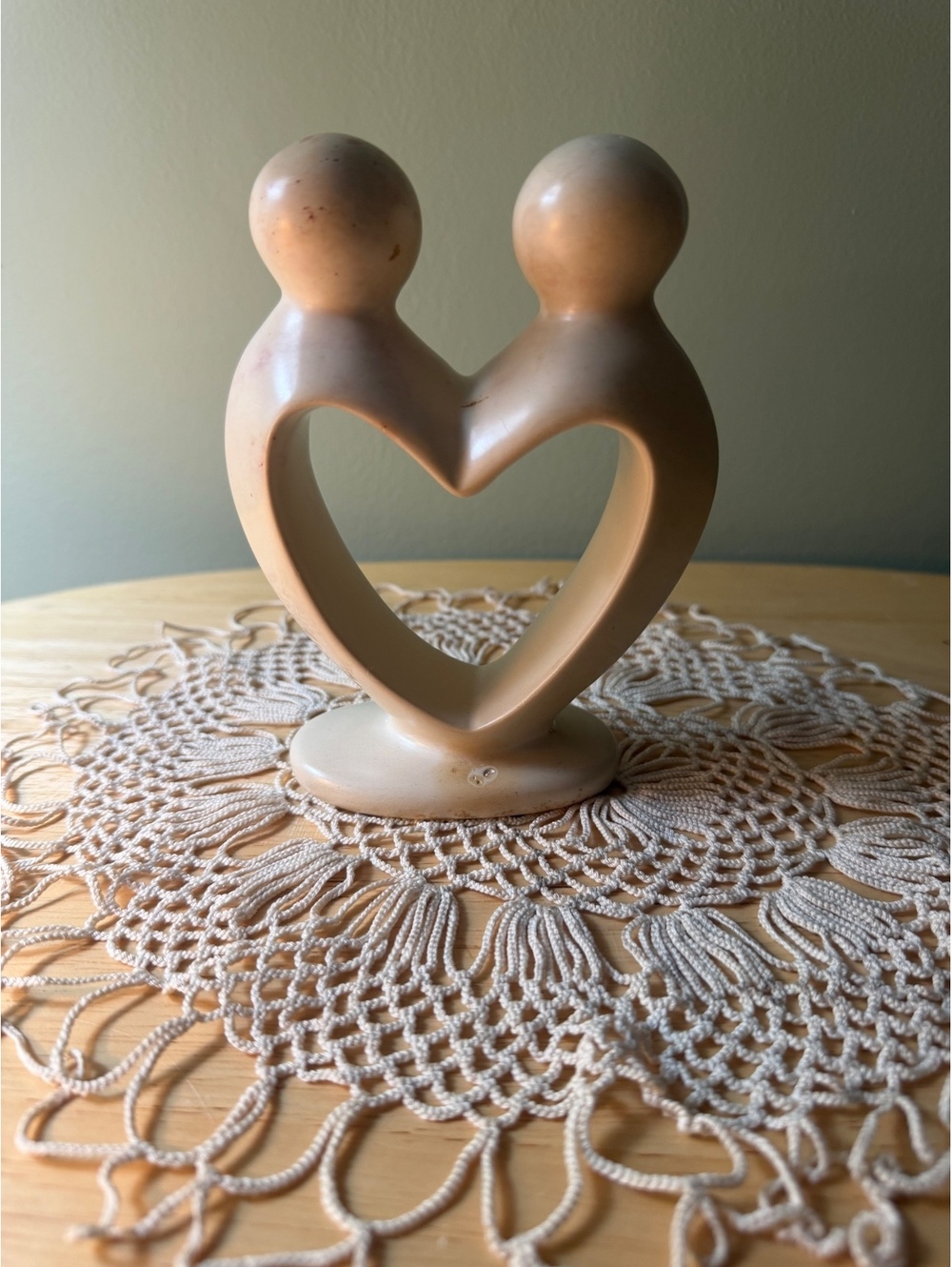 Soapstone Heart Couple Carving Sculpture